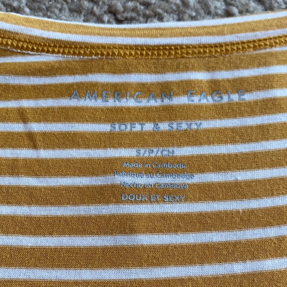 American Eagle Yellow Striped Soft and Sexy Short Sleeve Tee - Picture 2 of 2